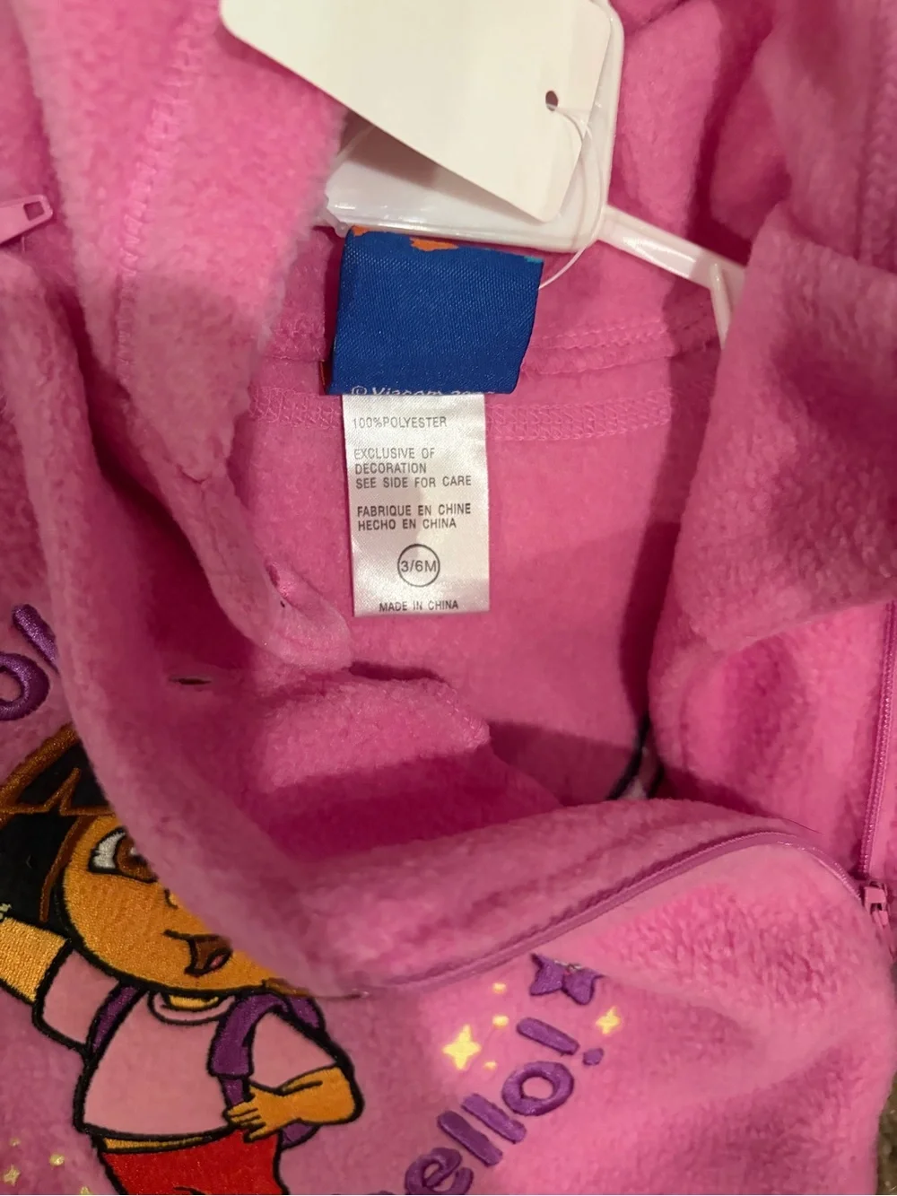 Dora the Explorer Pink/Purple 3/6 M Bunting Snowsuit Fleece Hard to Find Vintage